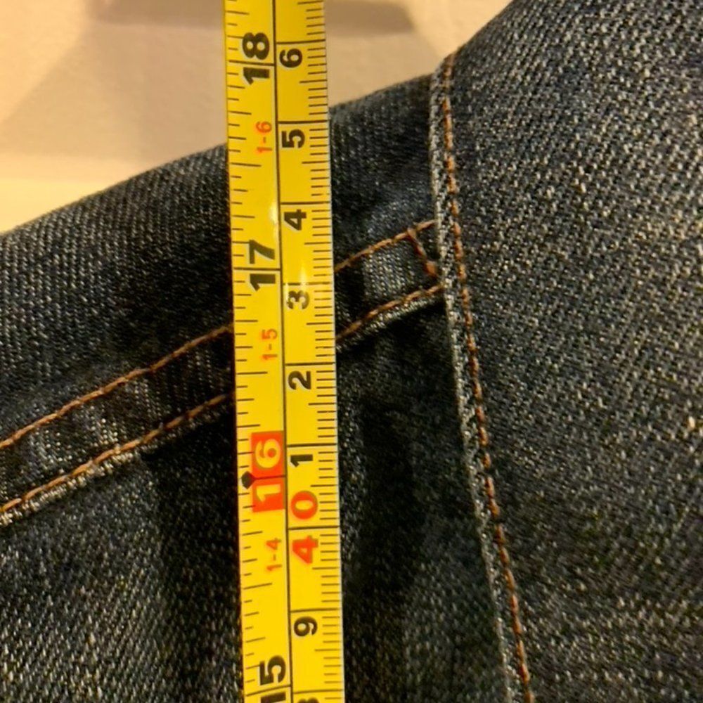 Red Engine Cropped Long Sleeve Jean Jacket - Picture 4 of 7